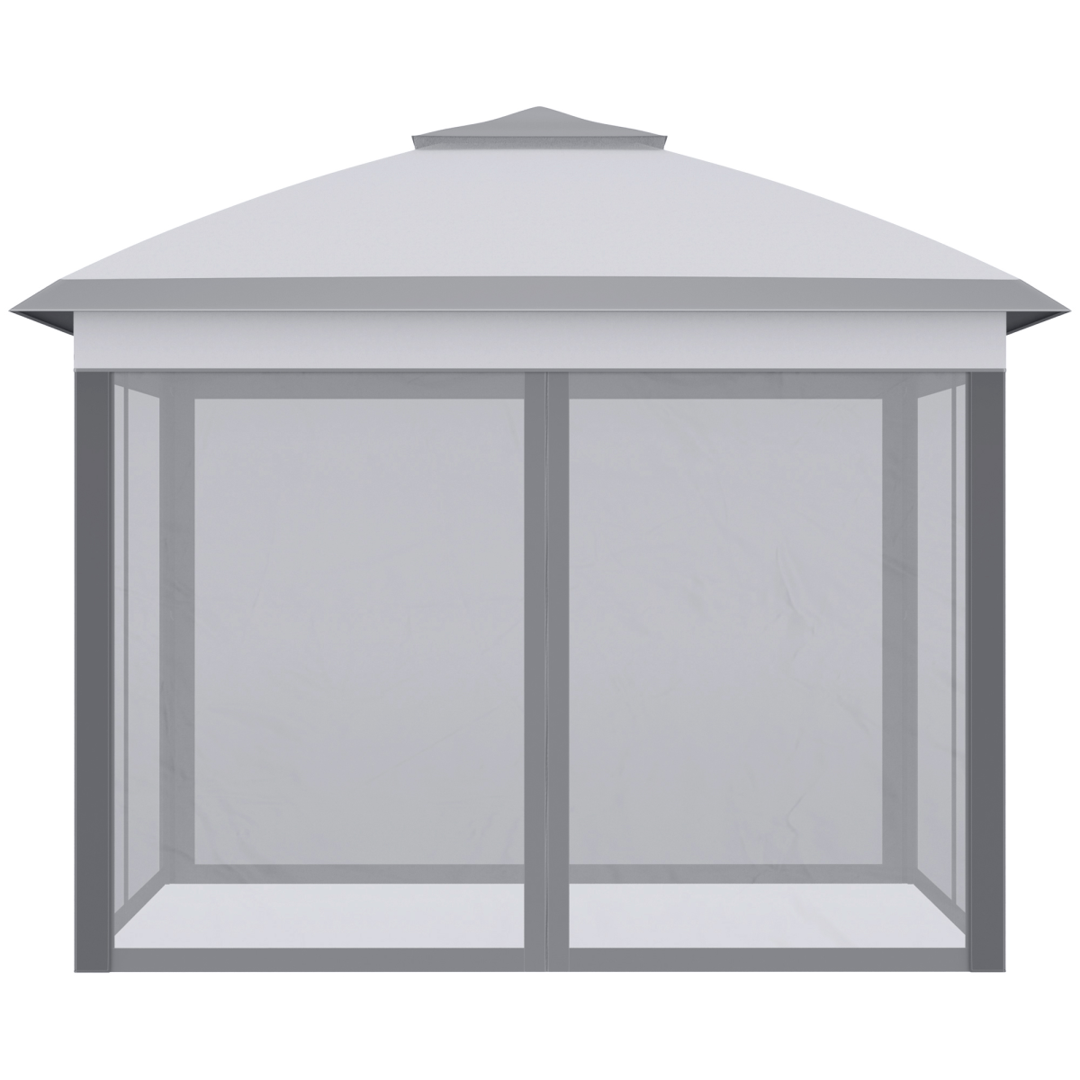Outsunny Pop Up Gazebo with Two-Tier Roof, Mesh Sidewalls & Carrying Bag – Height Adjustable Canopy Tent, Grey