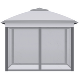 Outsunny Pop Up Gazebo with Two-Tier Roof, Mesh Sidewalls & Carrying Bag – Height Adjustable Canopy Tent, Grey