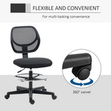 Vinsetto Tall Draughtsman Chair with Footrest Ring & Mesh Back – Drafting Stool for Standing Desks, Black