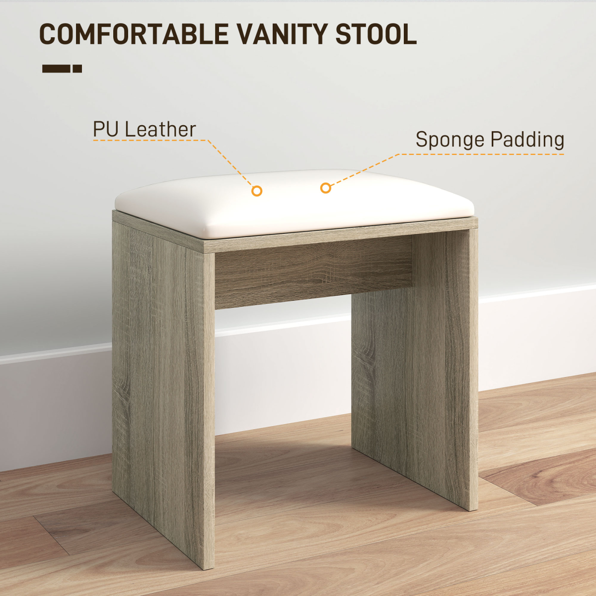 HOMCOM Dressing Table with Mirror, Padded Stool, Drawer & Cupboard – Makeup Vanity Storage