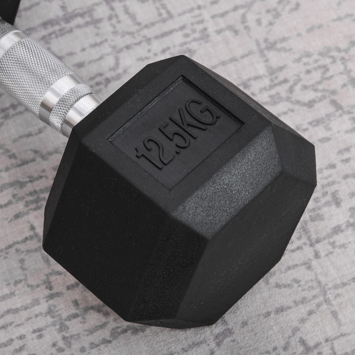 HOMCOM 12.5kg Single Rubber Hex Dumbbell with Knurled Steel Handle – Anti-Roll Hand Weight for Home Gym