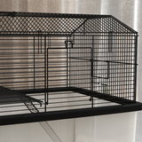 PawHut Two-Tier Hamster Cage with Deep Base, Ramp & Food Dish – Gerbil & Syrian Hamster Home on Wheels, Black