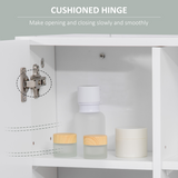 kleankin Wall Mounted Bathroom Mirror Cabinet with Adjustable Shelves and Soft-Close Door – White