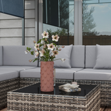 Outsunny 7-Piece Rattan Garden Furniture Set with Cushioned Sofas & Tempered Glass Coffee Table, Grey