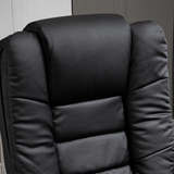 Swivel Manual Recliner Chair with Footstool – PU Faux Leather Lounge Armchair, Wood Base, 135° Recline, Black