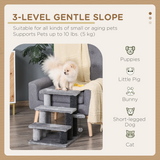 Compact Cat Tree with Step Platform, Scratching Posts and Hanging Ball – Easy-Access Cat Climber, Light Grey