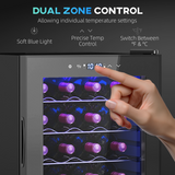 HOMCOM 86L Dual Zone Wine Cooler with Touch Control and 32-Bottle Capacity – Glass Door, Black