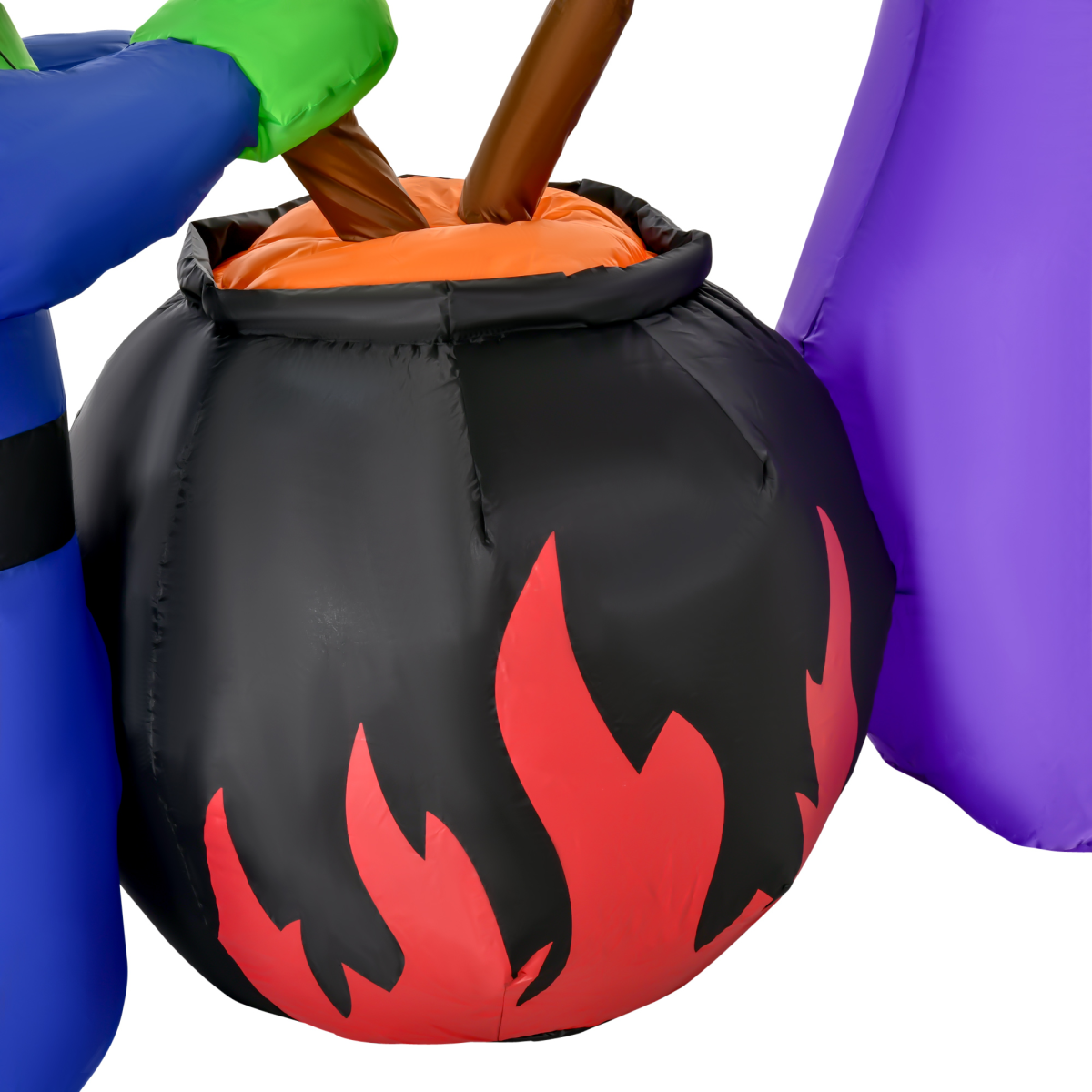 HOMCOM 1.8m Inflatable Halloween Witches Around a Black Cauldron with LED Lights – Outdoor Lawn Decoration