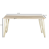 Solid Wood Dining Table with Light Gold Metal Inlay – Modern Dining Room Centrepiece
