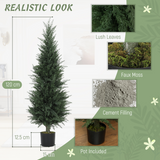 Set of 2 Artificial Cypress Trees in Pots, 120cm Tall – UV-Resistant Fake Plants for Home & Office, Green