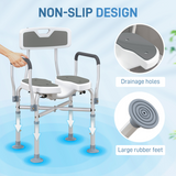 HOMCOM Shower Stool with Padded Seat, Drainage Holes & Aluminium Frame – 136kg Capacity, Adjustable Height