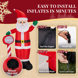2.45m Inflatable Christmas Santa with North Pole Sign and LEDs – Outdoor Garden Decoration