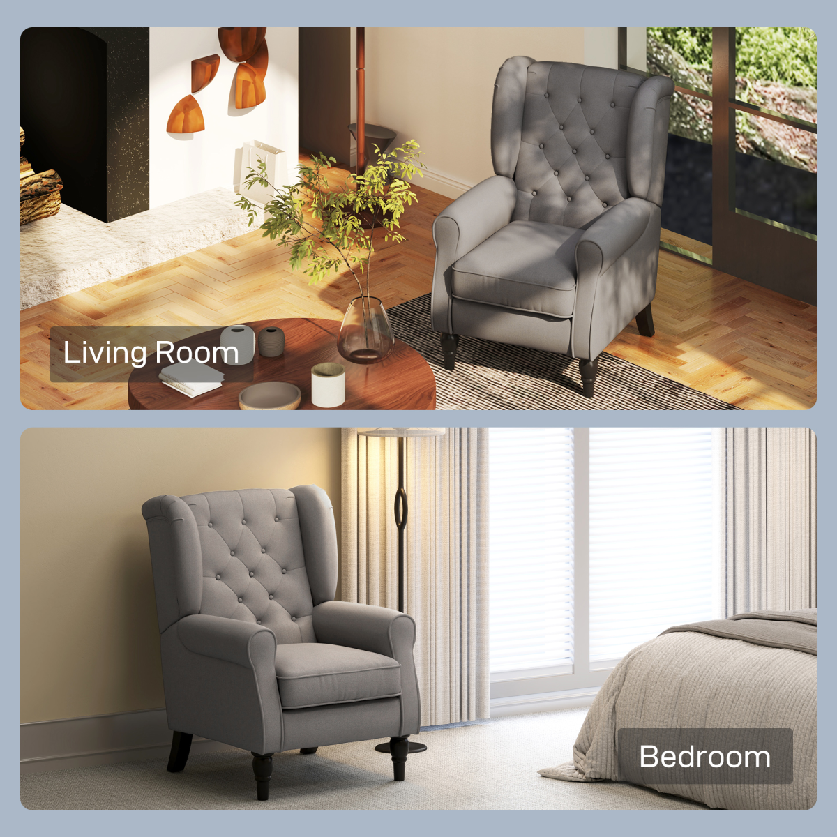 HOMCOM Retro Tufted Club Armchair with Padded Seat & Solid Wood Legs – Vintage Accent Chair, Dark Grey