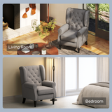 HOMCOM Retro Tufted Club Armchair with Padded Seat & Solid Wood Legs – Vintage Accent Chair, Dark Grey