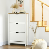 HOMCOM 18 Pair Shoe Storage Cabinet with 6 Shelves & 3 Drawers – Hallway Organiser, White