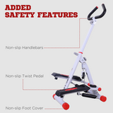 HOMCOM Foldable Mini Stepper Step Machine with Handlebar & LCD Display – Home Cardio Fitness, Red