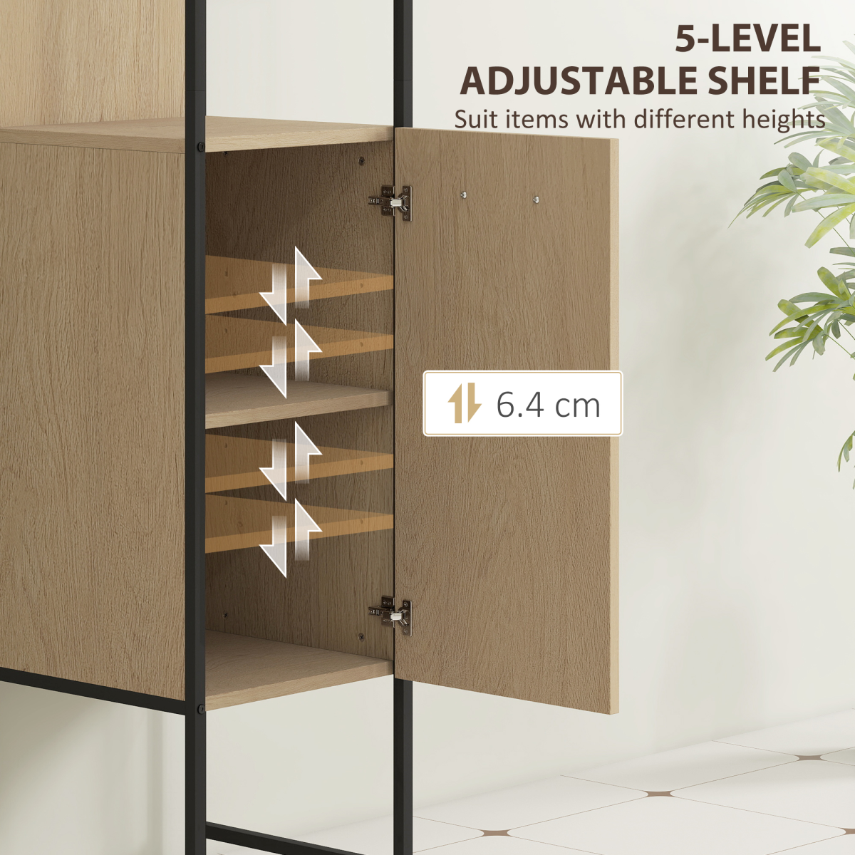 White Bathroom Storage Cabinet with Open & Closed Compartments – Adjustable Shelf, Freestanding Organiser
