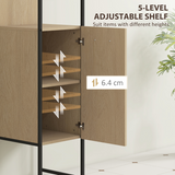 White Bathroom Storage Cabinet with Open & Closed Compartments – Adjustable Shelf, Freestanding Organiser