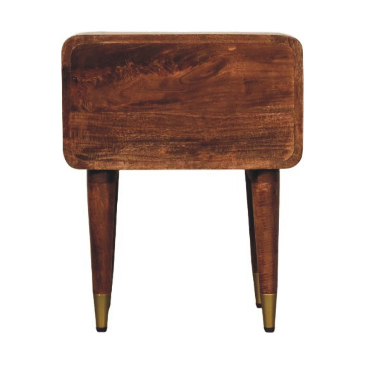 Artisan Furniture Solid Wood Astor 2-Drawer Nightstand with Brass Handles – Mid-Century Bedside, Roasted Almond