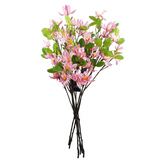 Leaf Pack of 6 Pink Magnolia Floral Sprays, 100cm – Artificial Wired Stems with 3D Flowers
