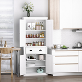 HOMCOM Colonial Freestanding Kitchen Pantry Cabinet with Adjustable Shelves – White