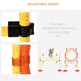 Dog Agility Training Set with High Jump, Tunnel, Weave Poles and Jumping Ring – Outdoor Exercise, Yellow