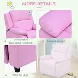 HOMCOM Kids PU Leather Recliner Armchair with Raising Footrest – Child-Size Gaming & TV Chair