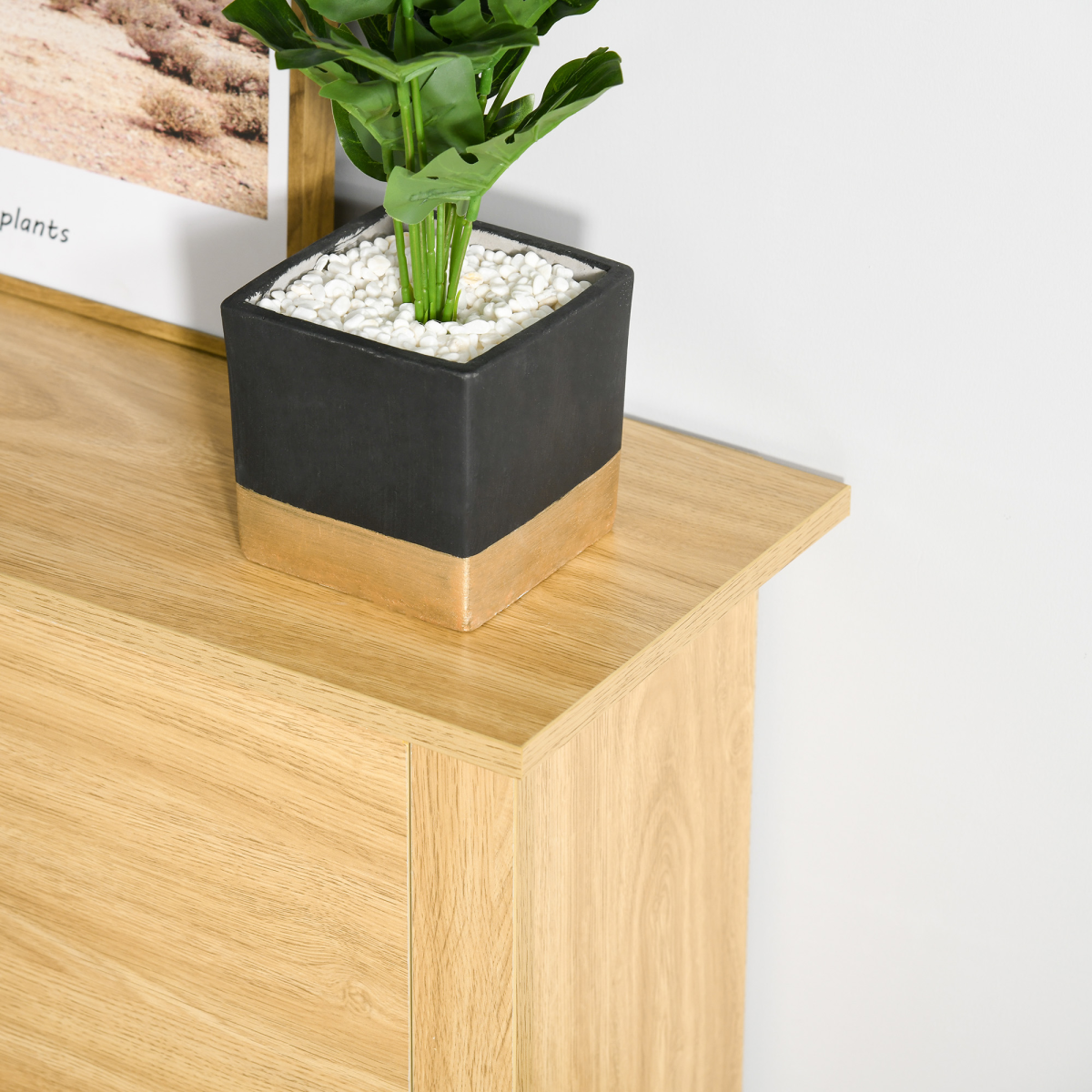 12-Pair Shoe Storage Cabinet with 2 Pull-Out Drawers & Tabletop, Oak Effect, 80 x 72 x 26cm