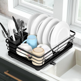 Vinsani Stainless Steel Dish Rack with Rotating Drainage Tube & Utensil Holder – Space-Saving Drainer