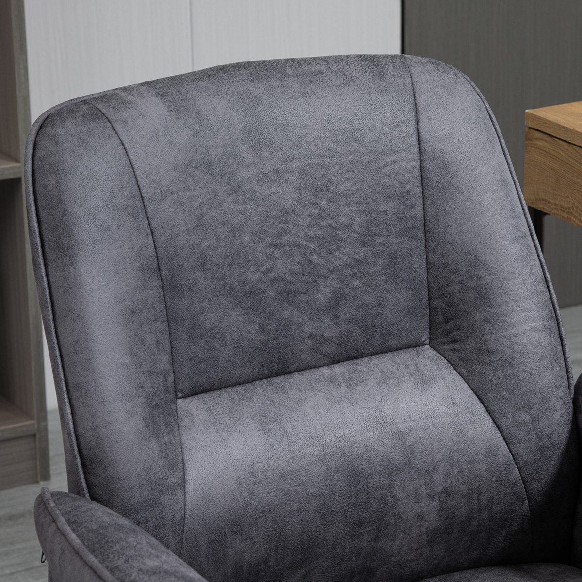 Vinsetto Retro Mid-Back Office Chair with Curved Armrests, Microfibre Leather – Swivel Desk Chair, Deep Grey