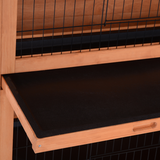 Pawhut Two-Tier Rabbit Hutch with Removable Trays and Divider – Outdoor Guinea Pig Cage, Orange