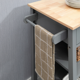 HOMCOM Kitchen Trolley with Open Shelf, Storage Drawer & Lockable Wheels – Utility Cart on Wheels, Grey