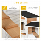 PawHut Wooden Rabbit Hutch & Guinea Pig Cage with Wheels, Run, Slide-Out Tray & Ramp – Two-Floor Outdoor House