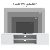 HOMCOM Wall-Mounted Floating TV Unit for TVs up to 60" with Shelves & Cabinets – High Gloss White
