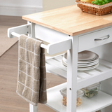 HOMCOM Kitchen Island Cart with Drawer, Cabinet, 3-Tier Open Shelves & Towel Rack – White
