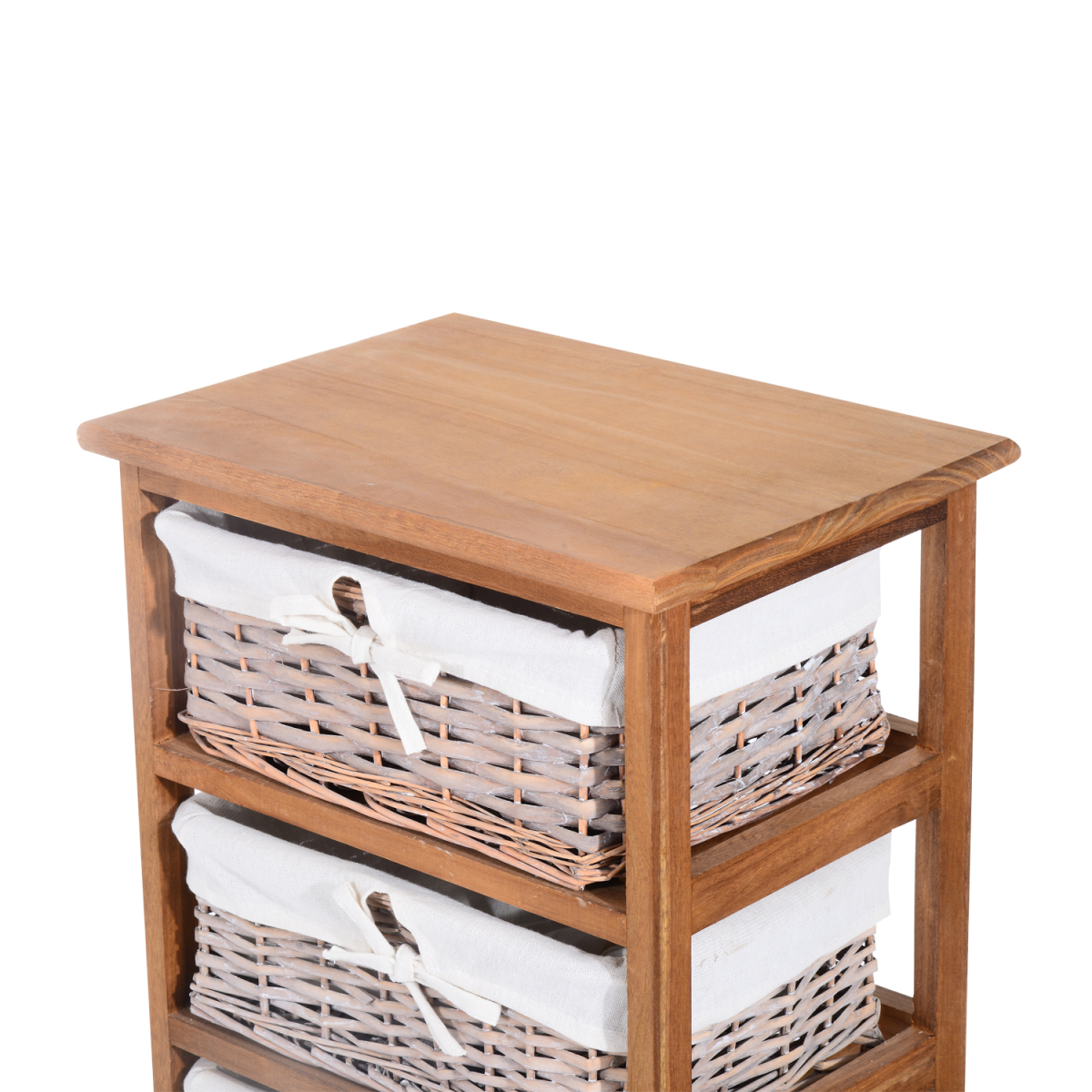HOMCOM 5-Drawer Wooden Storage Unit with Wicker Woven Baskets – Rustic Drawers for Bedrooms & Hallways