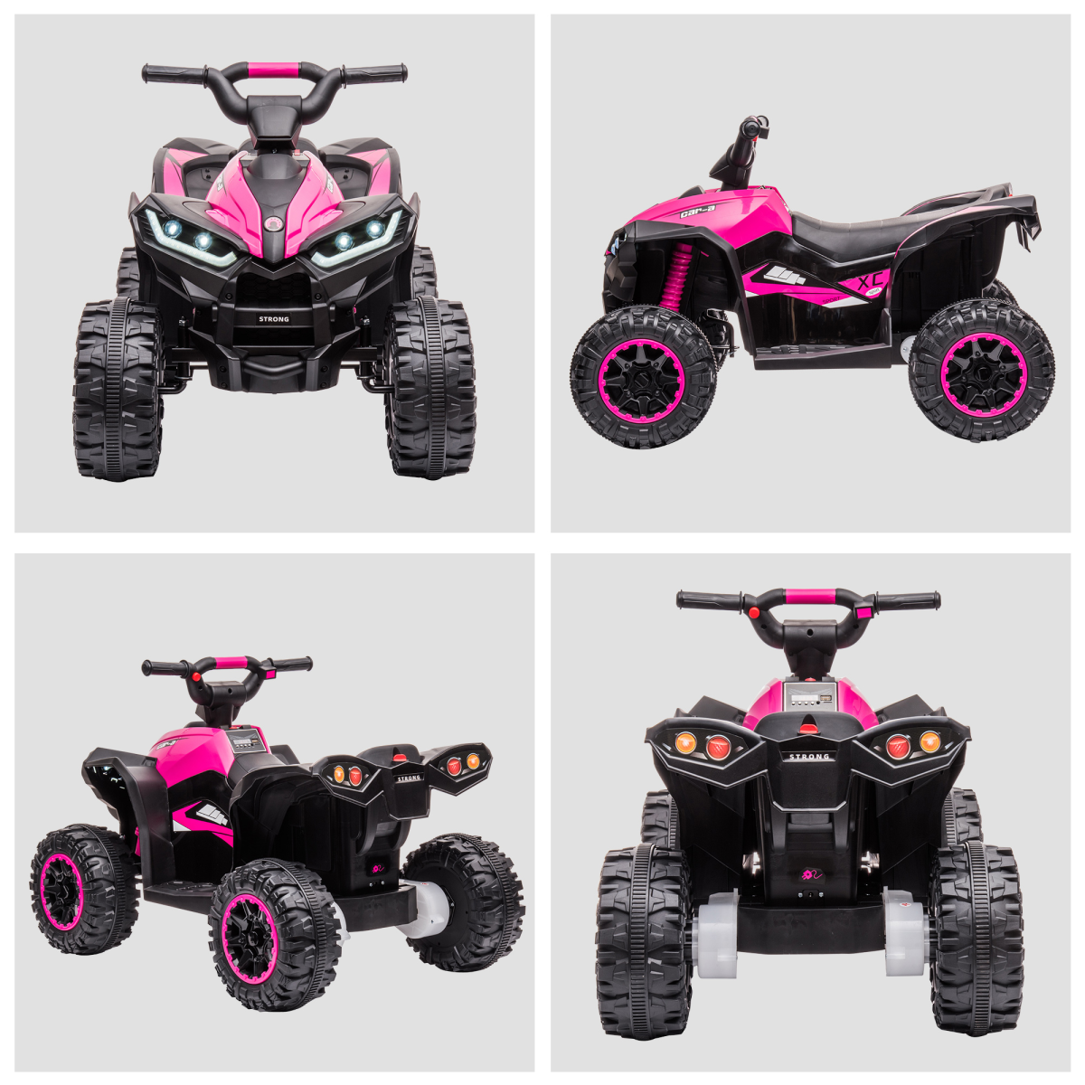 HOMCOM 12V Kids Electric Ride-On Quad Bike ATV with Dual Motors, Ages 3-5 – Outdoor Toy, Pink