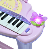 HOMCOM Kids 32-Key Electronic Keyboard with Microphone & Stool – Mini Organ Piano Toy for Ages 3-6