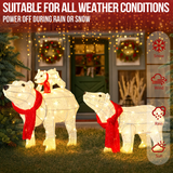 Set of 3 Lighted Polar Bear Family Christmas Decorations with 190 Warm White Lights – Indoor & Outdoor Display