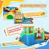AIYAPLAY Bouncy Castle with Ball Pit, Slide, Splash Pool & 680W Blower – Garden Inflatable for Up to 4 Kids