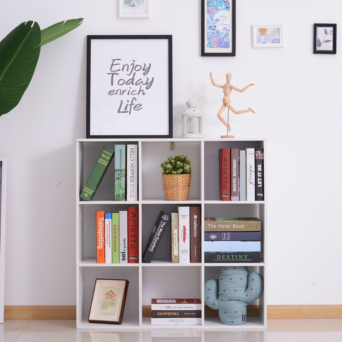 9 Cube Storage Unit Bookcase with Display Shelves, Chipboard – Versatile Home Organiser, White