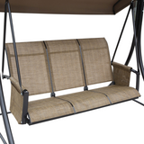 Outsunny 3 Person High Back Garden Swing Chair with Adjustable Canopy & Side Pouches – Outdoor Seat, Brown