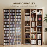 Tall Bookcase with 36 Cubes & 11 Adjustable Shelves for CDs and DVDs – Storage Cabinet, Rustic Brown
