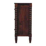 Artisan Furniture Spindle Winewood Solid Mango Wood Chest, 3 Drawers & Carved Legs – Bedroom Storage, Brown