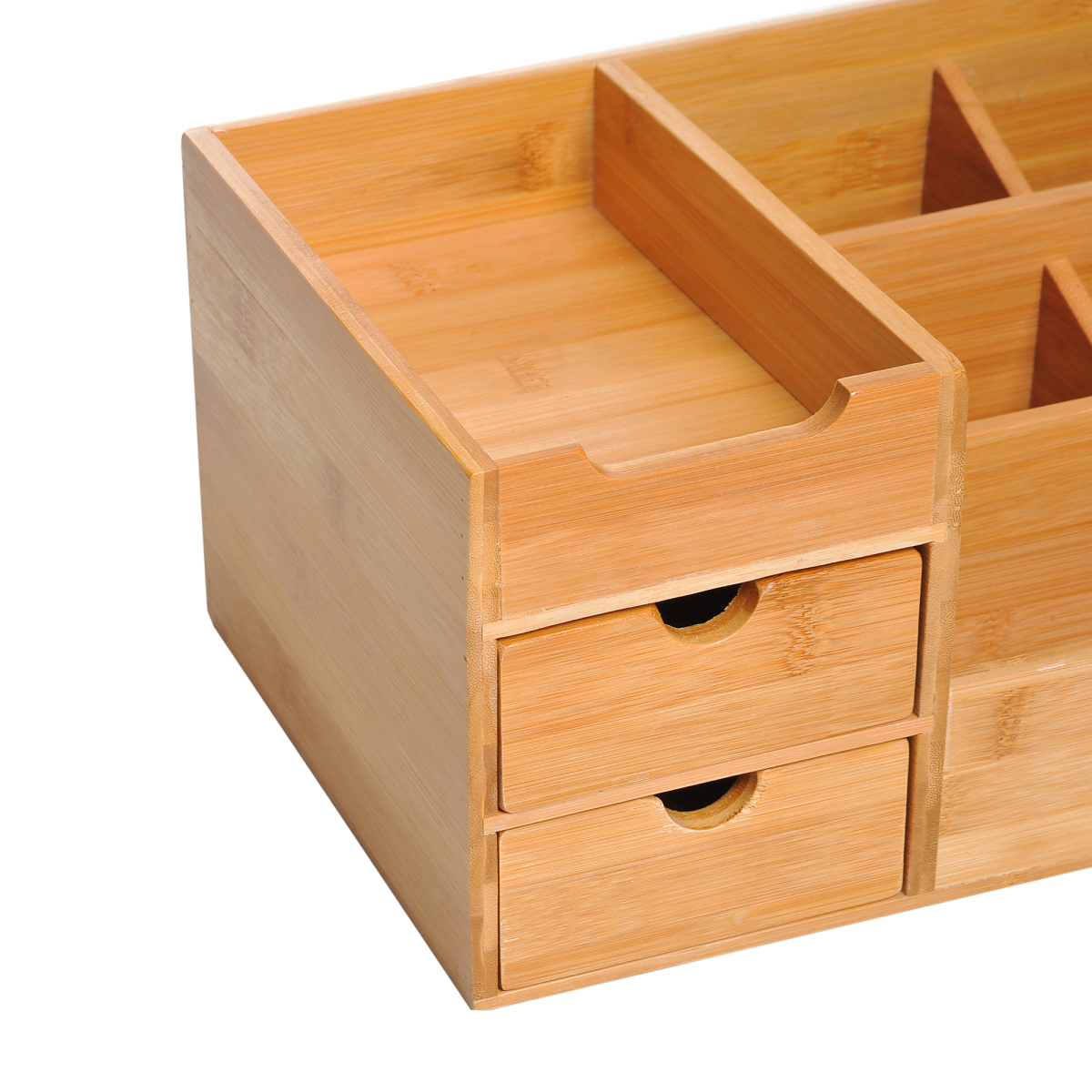 HOMCOM Bamboo Desktop Organiser with 2 Large Drawers & 7 Compartments – Home Office Storage