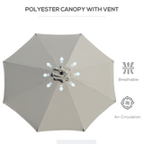 Outsunny 3m Tilt & Crank Patio Parasol with 2.95m Canopy & Steel Frame – Garden Sun Shade, Light Grey
