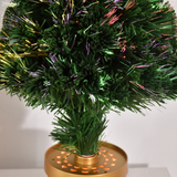 HOMCOM 2ft Pre-Lit Artificial Tabletop Christmas Tree with Fibre Optic & LED Lights – Multi-Colour, Green