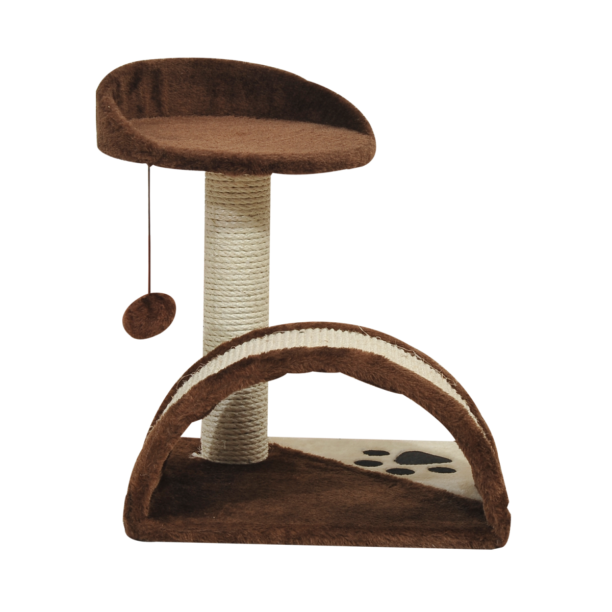 PawHut Cat Tree with Sisal Scratching Posts & Fun Ball Toy – Cosy Play and Rest Tower for Kittens, Brown
