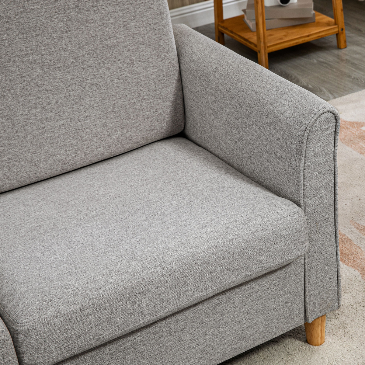 HOMCOM Linen 2 Seater Loveseat Sofa with Padded Armrests – Compact Sofa for Flats & Small Rooms, Light Grey