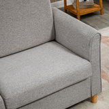 HOMCOM Linen 2 Seater Loveseat Sofa with Padded Armrests – Compact Sofa for Flats & Small Rooms, Light Grey